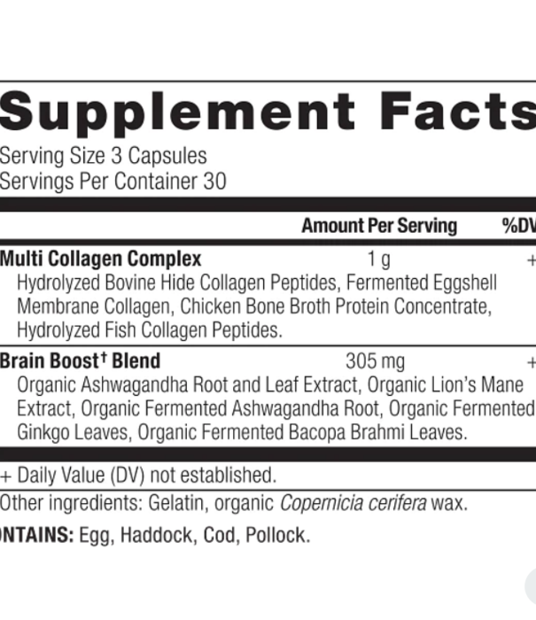 Ancient Nutrition Ancient Nutrition Multi Collagen Protein, Brain Boost Capsules, 90ct