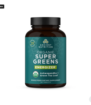 Ancient Nutrition Super Greens Energize, Organic, 90tb.