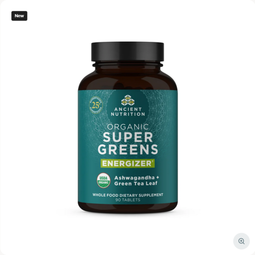 Ancient Nutrition Ancient Nutrition Super Greens Energize, Organic, 90tb.