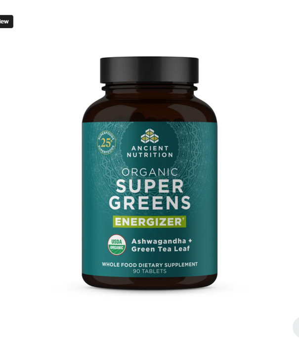 Ancient Nutrition Ancient Nutrition Super Greens Energize, Organic, 90tb.