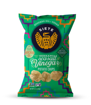 Siete Kettle Chips, Serrano Sea Salt Vinegar, 5.5oz.