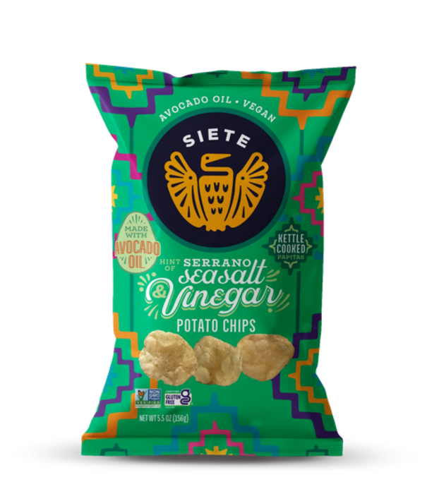 SIETE Siete Kettle Chips, Serrano Sea Salt Vinegar, 5.5oz.