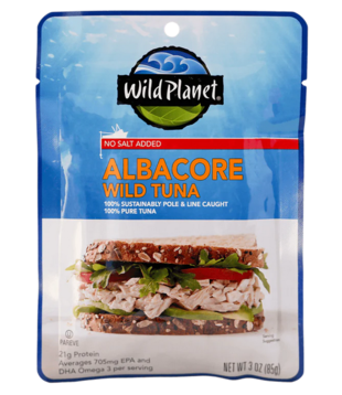 Wild Planet Wild Tuna, Albacore, No Salt, 3oz.