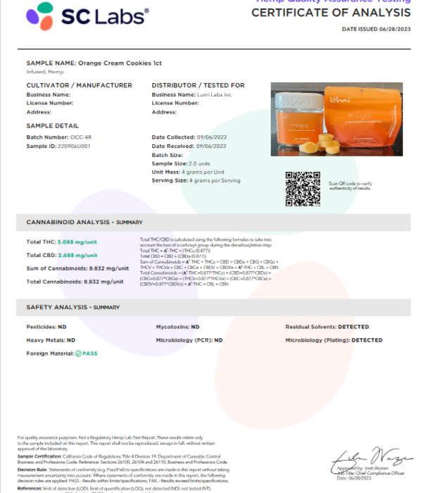 Lumi Orange Cream Cookies D9 Gummies, 15ct