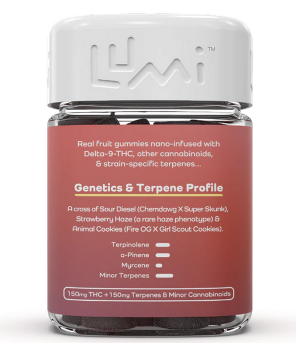 Lumi Sour Strawberry Cookies D9 Gummies, 15ct