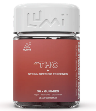 Lumi Sour Strawberry Cookies D9 Gummies, 15ct