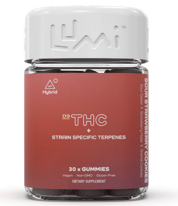 Lumi Sour Strawberry Cookies D9 Gummies, 15ct