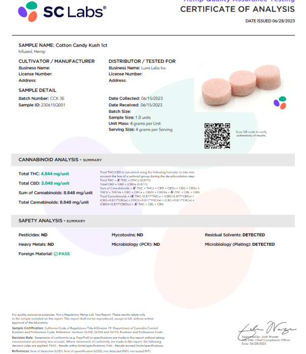 Lumi Cotton Candy Kush D9 Gummies, 15ct