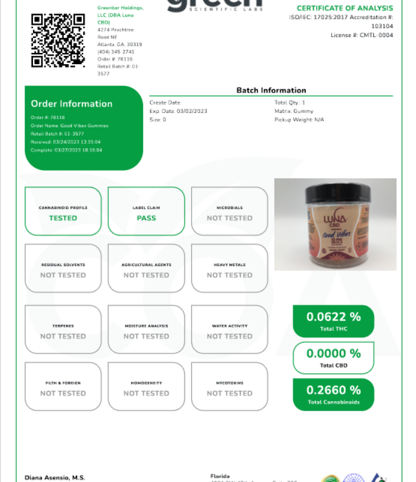 LUNA CBD Luna Weekend GOOD VIBES D8 Gummies, 10mg, 15ct