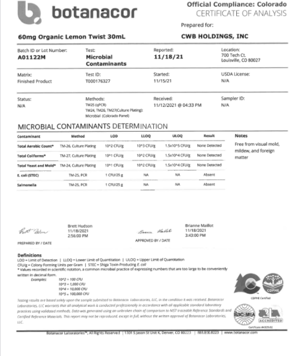 CHARLOTTE'S WEB Charlotte's Web 60mg Oil, Lemon Twist, 30ml