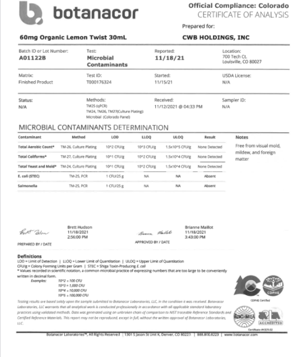 CHARLOTTE'S WEB Charlotte's Web 60mg Oil, Lemon Twist, 30ml