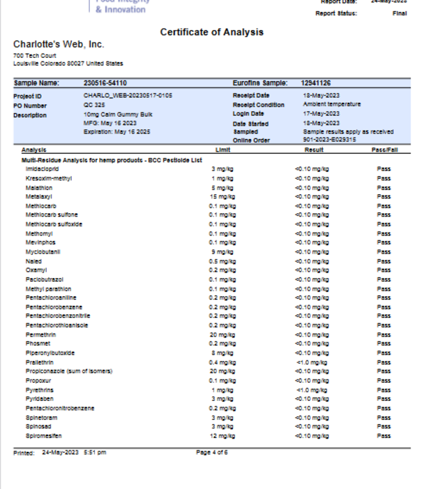 CHARLOTTE'S WEB Charlotte's Web Calm Gummies, Lemon Lime, 60ct