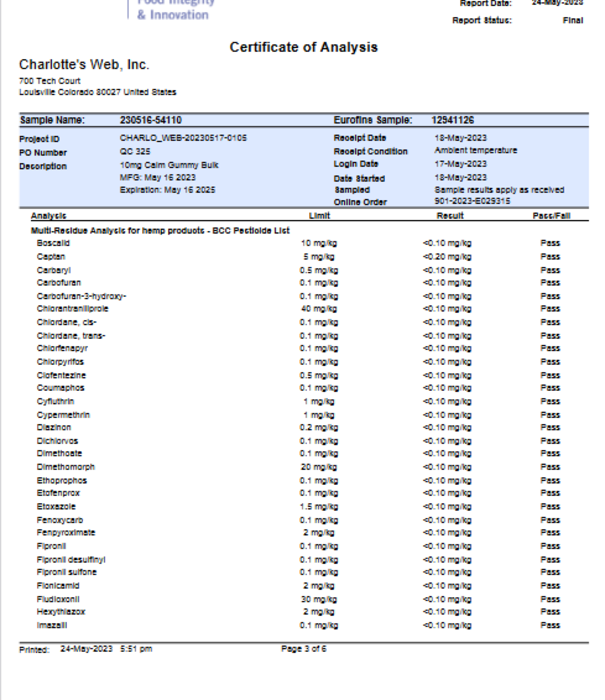 CHARLOTTE'S WEB Charlotte's Web Calm Gummies, Lemon Lime, 60ct