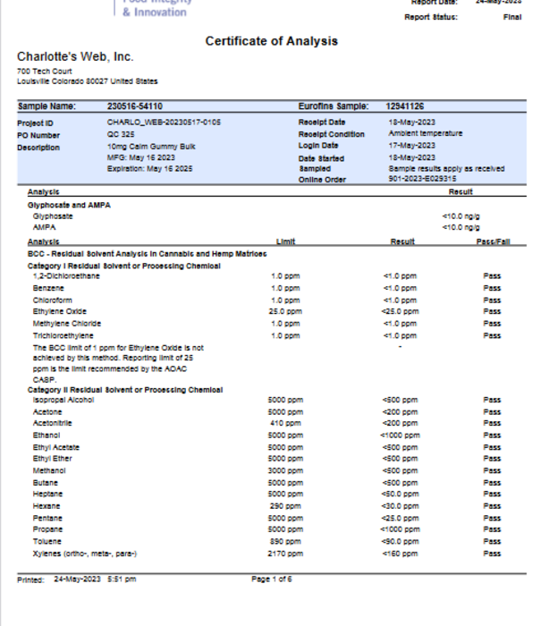 CHARLOTTE'S WEB Charlotte's Web Calm Gummies, Lemon Lime, 60ct