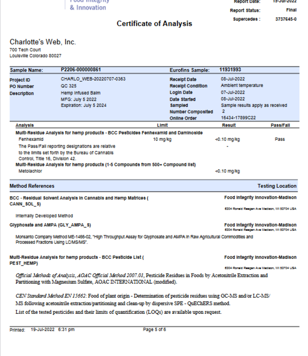 CHARLOTTE'S WEB Charlotte's Web Balm, Scented, 0.5oz.