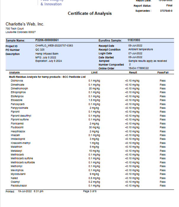 CHARLOTTE'S WEB Charlotte's Web Balm, Scented, 0.5oz.