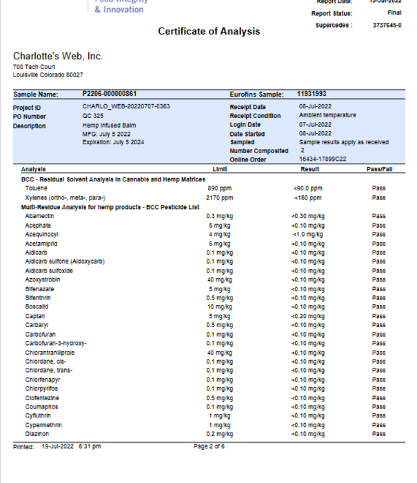 CHARLOTTE'S WEB Charlotte's Web Balm, Scented, 0.5oz.