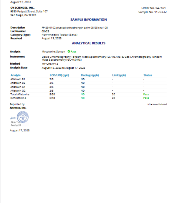 PLUS CBD PlusCBD Extra Strength Balm, 1.3oz, 100mg