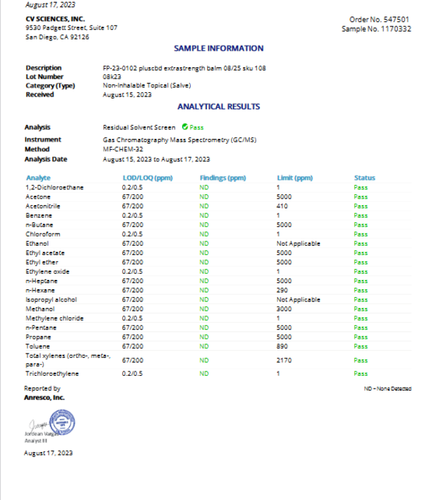 PLUS CBD PlusCBD Extra Strength Balm, 1.3oz, 100mg