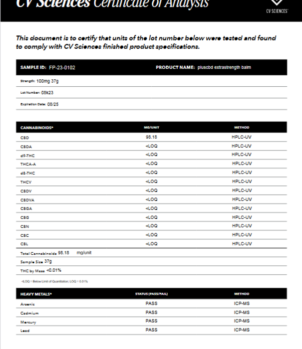 PLUS CBD PlusCBD Extra Strength Balm, 1.3oz, 100mg