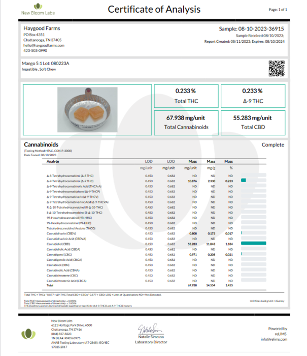 Haygood D9 Gummies, Mango Lassi, 15ct