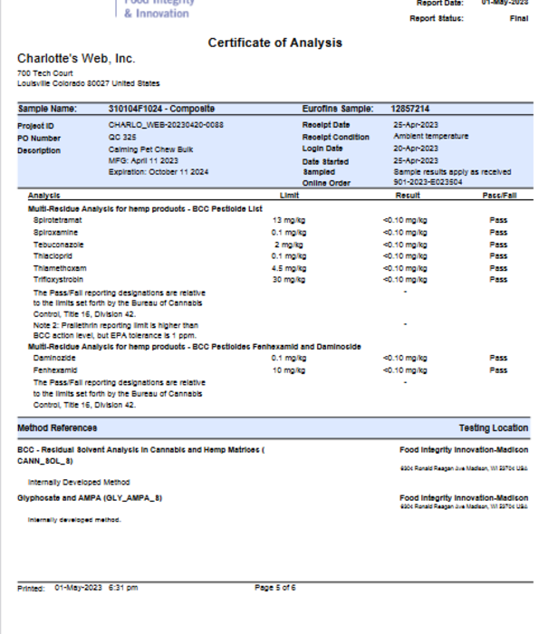 CHARLOTTE'S WEB Charlotte's Web Canine Calming Chews, Chicken, 30ct