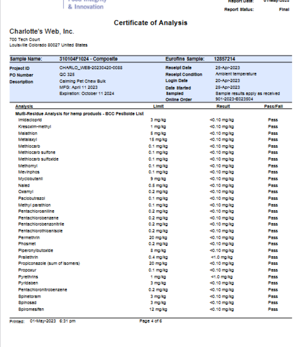 CHARLOTTE'S WEB Charlotte's Web Canine Calming Chews, Chicken, 30ct