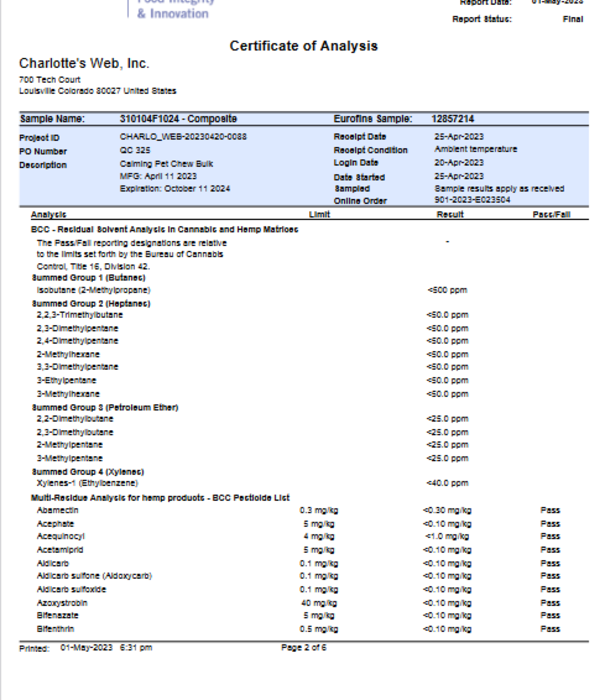 CHARLOTTE'S WEB Charlotte's Web Canine Calming Chews, Chicken, 30ct
