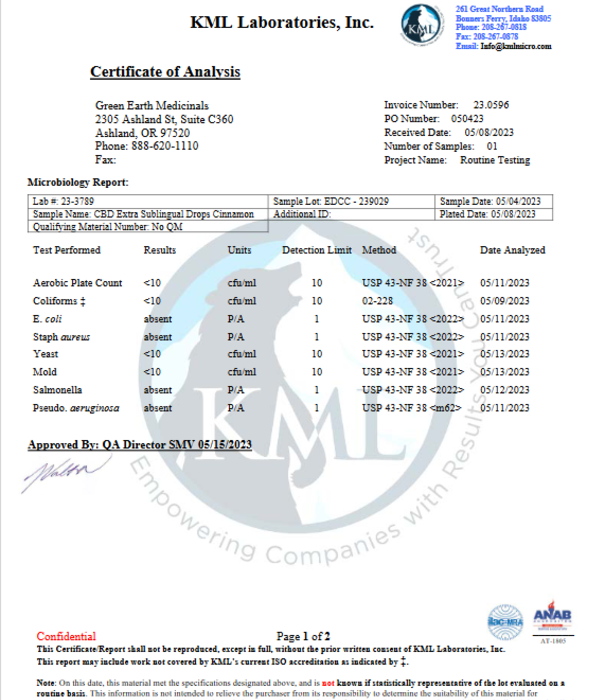 GREEN EARTH MEDICINALS Green Earth Medicinals Oral Formula Extra Strength, Cinnamon, 2oz.