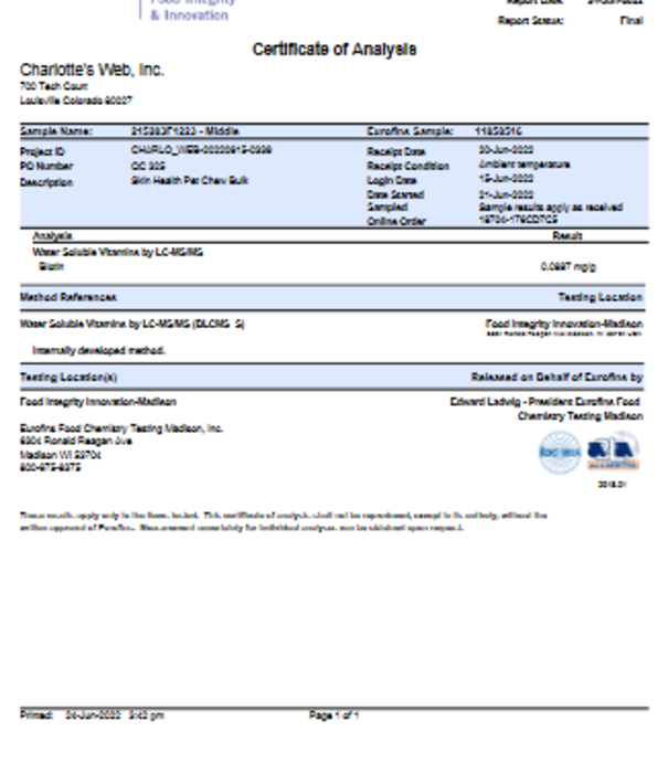 CHARLOTTE'S WEB Charlotte's Web Canine Skin & Allergy Chew, 30ct