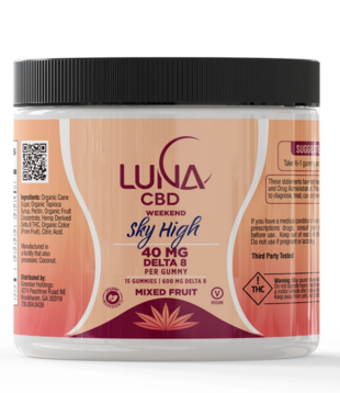 Luna Weekend SKY HIGH D8 Gummies, 40mg, 15ct