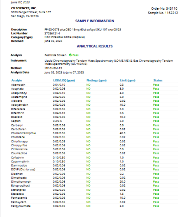 PLUS CBD PlusCBD Extra Strength Formula Softgels, 15mg, 60sg