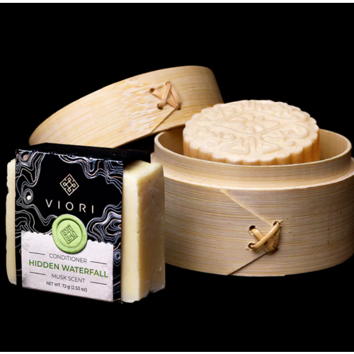 Viori Shampoo & Conditioner Bar + Bamboo Holder, Hidden Waterfall