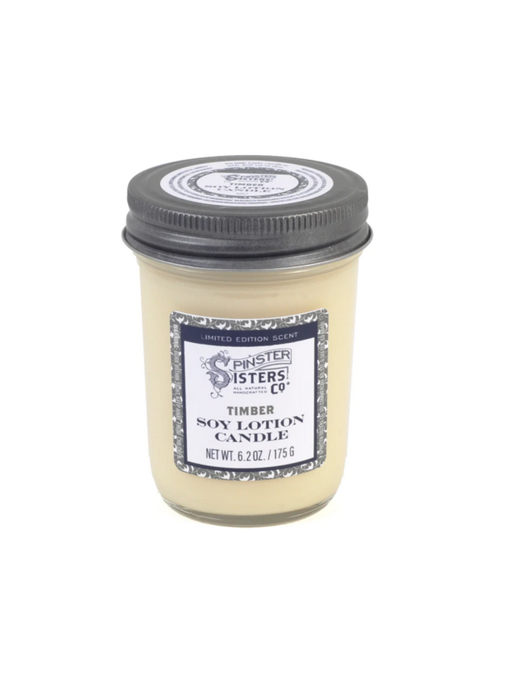 Spinster Sisters Soy Lotion Candle, Holiday Timber Scent