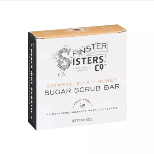 Spinster Sisters Sugar Scrub Bar,  Oat Milk & Honey, 4oz.