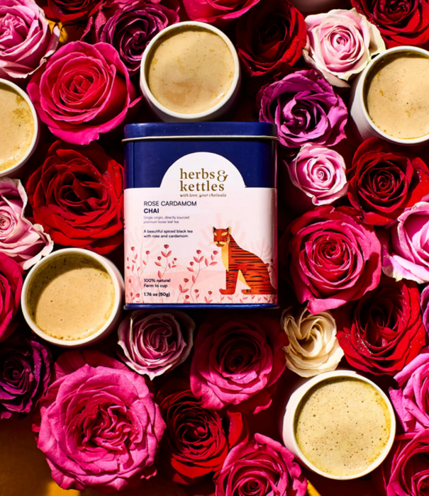 Herbs & Kettles , Rose Cardamom Chai , 1.76 oz tin
