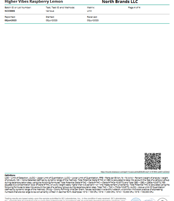 North Higher Vibes 5mg THC Raspberry Lemon, 12oz