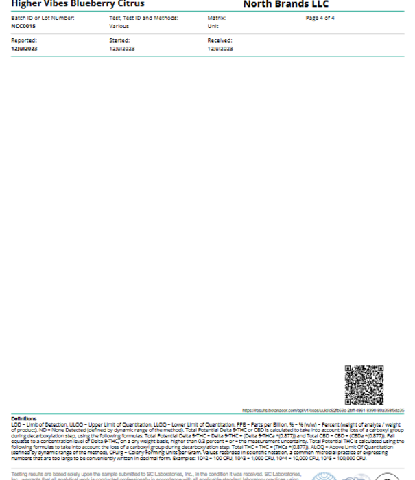 North Higher Vibes THC 5mg Blueberry Citrus, 12oz