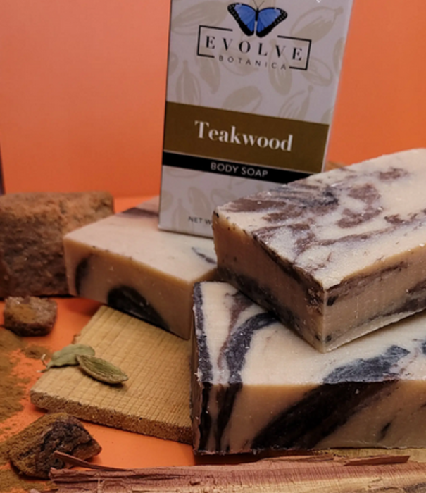 Evolve Botanica Indigo Body Soap, Bali Teakwood & Cardamom