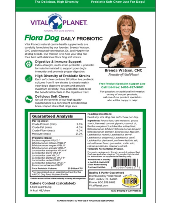 Vital Planet Flora Dog 20B, 30 soft chews