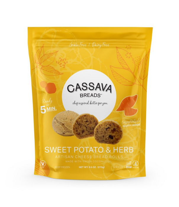 Cassava Breads Sweet Potato & Herb Cheese Bread Rolls, DF, 11oz.