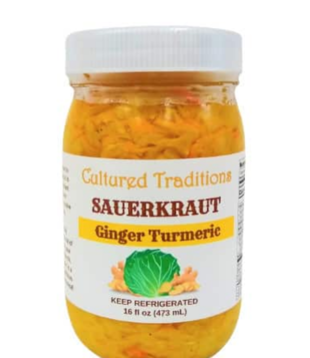 Cultured Traditions Ginger Turmeric Kraut, 16oz.