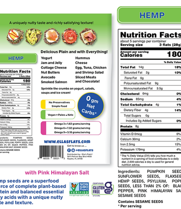 Ella's Flats Ella's Flats, Hemp, 6oz.