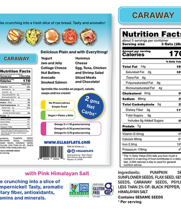 Ella's Flats Ella's Flats Caraway, 6oz.
