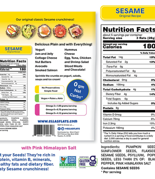 Ella's Flats Ella's Flats Sesame Original, 6oz.