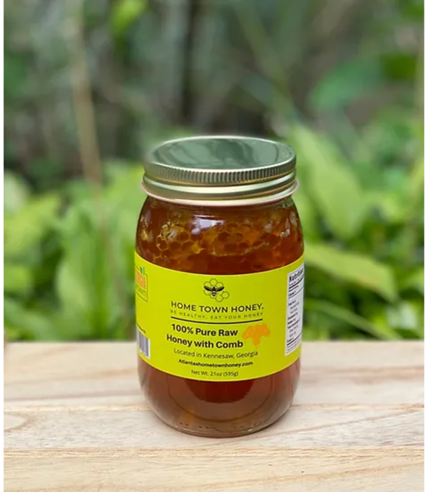 Hometown Honey Hometown Honey, Glass Pint Jar w/Comb, 21oz.
