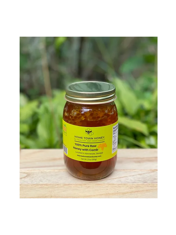 Hometown Honey, Glass Pint Jar w/Comb, 21oz. - Nuts 'n Berries Healthy  Market