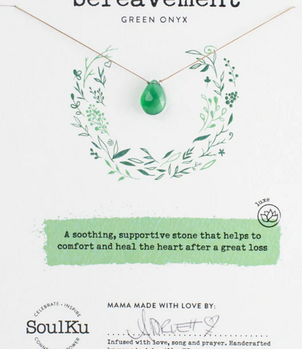 SoulKu Luxe Necklace Green Onyx Bereavement