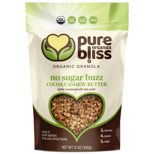 Pure Bliss Pure Bliss Organics No Sugar Buzz Cocoa Cashew Butter Granola, 12oz.