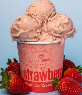 Rockhouse Creamery Ice Cream, Strawberry, 16oz.